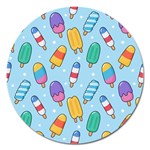 Cute Kawaii Ice Cream Seamless Pattern Magnet 5  (Round)