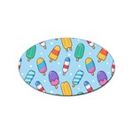 Cute Kawaii Ice Cream Seamless Pattern Sticker Oval (100 pack)