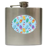 Cute Kawaii Ice Cream Seamless Pattern Hip Flask (6 oz)