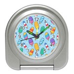 Cute Kawaii Ice Cream Seamless Pattern Travel Alarm Clock