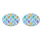 Cute Kawaii Ice Cream Seamless Pattern Cufflinks (Oval)