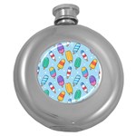 Cute Kawaii Ice Cream Seamless Pattern Round Hip Flask (5 oz)