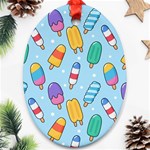 Cute Kawaii Ice Cream Seamless Pattern Oval Ornament (Two Sides)