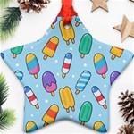 Cute Kawaii Ice Cream Seamless Pattern Star Ornament (Two Sides)