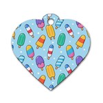 Cute Kawaii Ice Cream Seamless Pattern Dog Tag Heart (Two Sides)