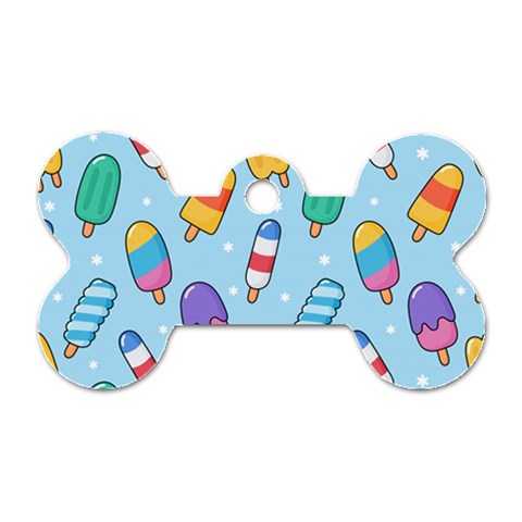Cute Kawaii Ice Cream Seamless Pattern Dog Tag Bone (Two Sides) from ArtsNow.com Front