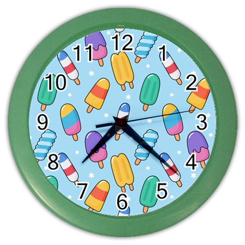 Cute Kawaii Ice Cream Seamless Pattern Color Wall Clock from ArtsNow.com Front