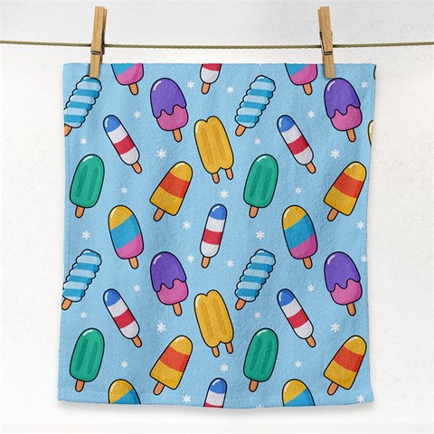 Cute Kawaii Ice Cream Seamless Pattern Face Towel from ArtsNow.com Front