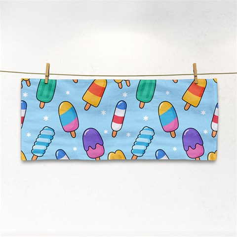 Cute Kawaii Ice Cream Seamless Pattern Hand Towel from ArtsNow.com Front