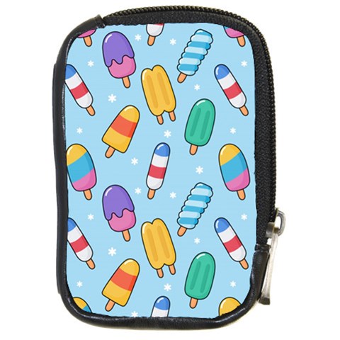Cute Kawaii Ice Cream Seamless Pattern Compact Camera Leather Case from ArtsNow.com Front