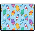Cute Kawaii Ice Cream Seamless Pattern Fleece Blanket (Medium)
