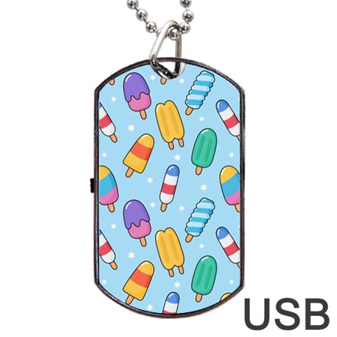 Cute Kawaii Ice Cream Seamless Pattern Dog Tag USB Flash (One Side) from ArtsNow.com Front