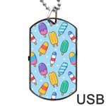 Cute Kawaii Ice Cream Seamless Pattern Dog Tag USB Flash (One Side)