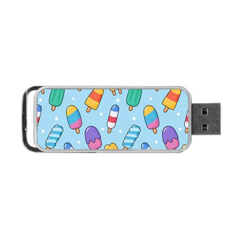 Cute Kawaii Ice Cream Seamless Pattern Portable USB Flash (One Side) from ArtsNow.com Front
