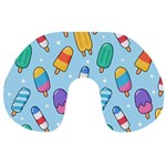 Cute Kawaii Ice Cream Seamless Pattern Travel Neck Pillow