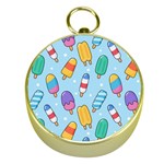 Cute Kawaii Ice Cream Seamless Pattern Gold Compasses