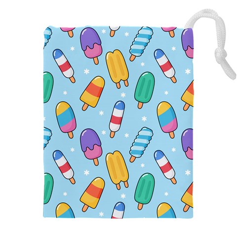 Cute Kawaii Ice Cream Seamless Pattern Drawstring Pouch (4XL) from ArtsNow.com Front