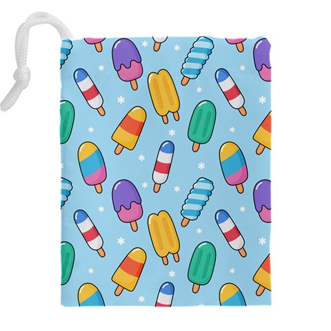 Cute Kawaii Ice Cream Seamless Pattern Drawstring Pouch (4XL) from ArtsNow.com Back