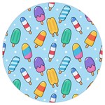 Cute Kawaii Ice Cream Seamless Pattern Round Trivet