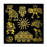 Maya Style Gold Linear Totem Icons Tile Coaster