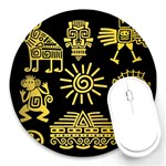 Maya Style Gold Linear Totem Icons Round Mousepad