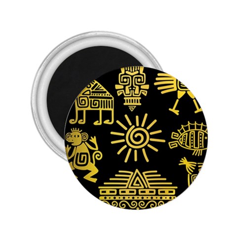 Maya Style Gold Linear Totem Icons 2.25  Magnets from ArtsNow.com Front
