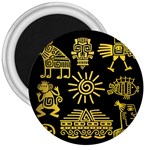 Maya Style Gold Linear Totem Icons 3  Magnets