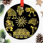 Maya Style Gold Linear Totem Icons Ornament (Round)
