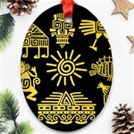 Maya Style Gold Linear Totem Icons Ornament (Oval)