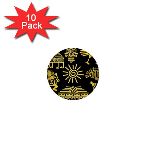 Maya Style Gold Linear Totem Icons 1  Mini Buttons (10 pack)  from ArtsNow.com Front