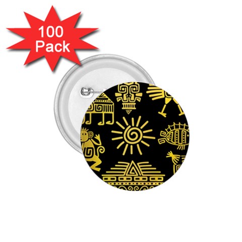Maya Style Gold Linear Totem Icons 1.75  Buttons (100 pack)  from ArtsNow.com Front