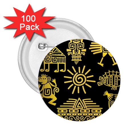 Maya Style Gold Linear Totem Icons 2.25  Buttons (100 pack)  from ArtsNow.com Front