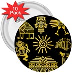 Maya Style Gold Linear Totem Icons 3  Buttons (10 pack) 