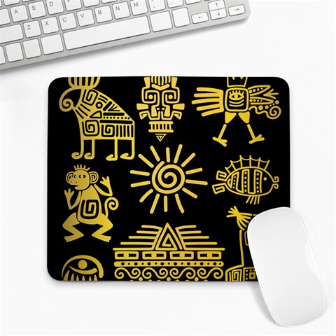 Maya Style Gold Linear Totem Icons Large Mousepad from ArtsNow.com Front