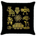 Maya Style Gold Linear Totem Icons Throw Pillow Case (Black)
