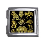 Maya Style Gold Linear Totem Icons Mega Link Italian Charm (18mm)