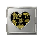Maya Style Gold Linear Totem Icons Mega Link Heart Italian Charm (18mm)