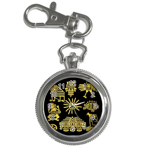 Maya Style Gold Linear Totem Icons Key Chain Watches from ArtsNow.com Front
