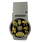 Maya Style Gold Linear Totem Icons Money Clips (Round) 