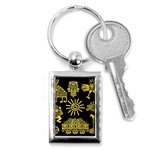 Maya Style Gold Linear Totem Icons Key Chain (Rectangle)