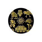 Maya Style Gold Linear Totem Icons Magnet 3  (Round)