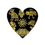 Maya Style Gold Linear Totem Icons Heart Magnet