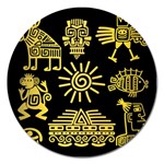Maya Style Gold Linear Totem Icons Magnet 5  (Round)