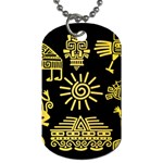 Maya Style Gold Linear Totem Icons Dog Tag (One Side)