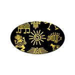 Maya Style Gold Linear Totem Icons Sticker Oval (10 pack)