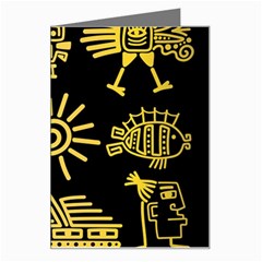 Maya Style Gold Linear Totem Icons Greeting Card from ArtsNow.com Left