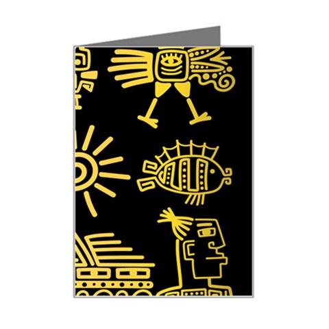 Maya Style Gold Linear Totem Icons Mini Greeting Card from ArtsNow.com Left