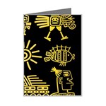 Maya Style Gold Linear Totem Icons Mini Greeting Card