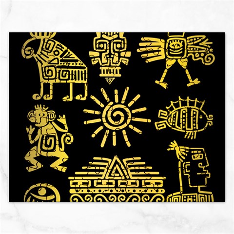 Maya Style Gold Linear Totem Icons Rectangular Jigsaw Puzzl from ArtsNow.com Front