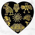Maya Style Gold Linear Totem Icons Jigsaw Puzzle (Heart)